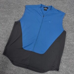 Nike Sphere Vest Mens XL Blue Gray Stretch Textured Running Training Gym 3/4 Zip